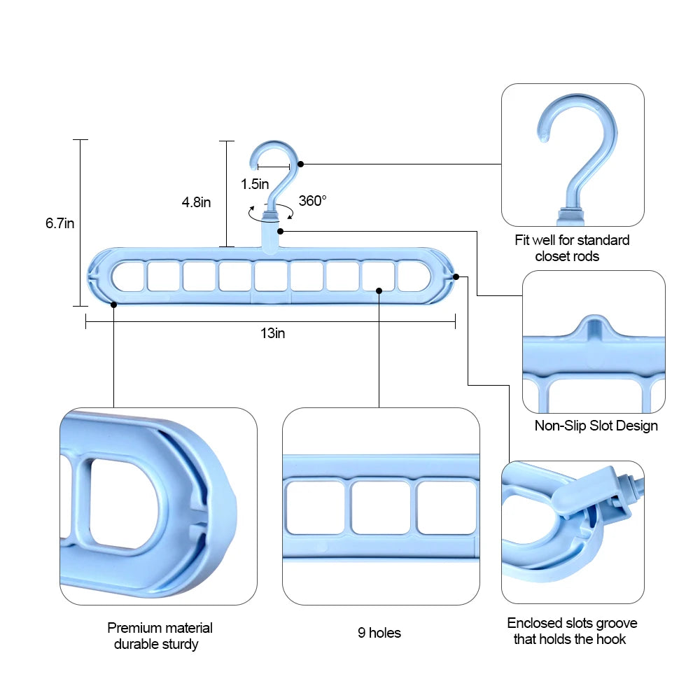 Foldable Magic Hanger with 9 Holes