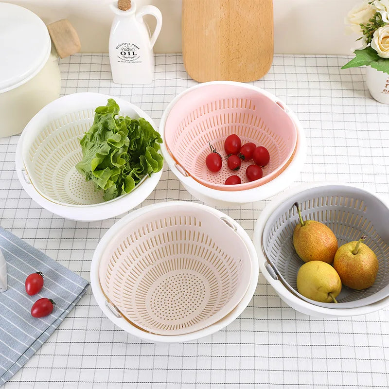 Kitchen Silicone Double Drain Basket